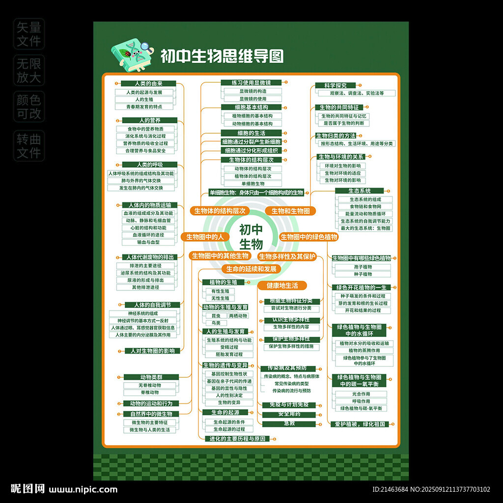 初中生物思维导图