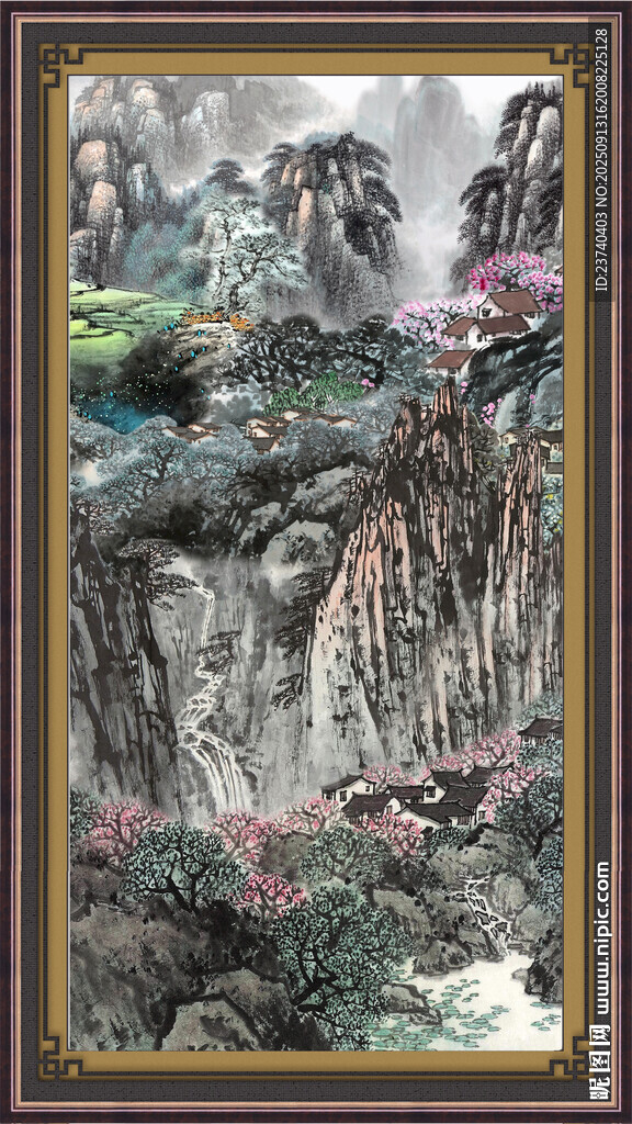 山水中堂 国画山水风景 写意山