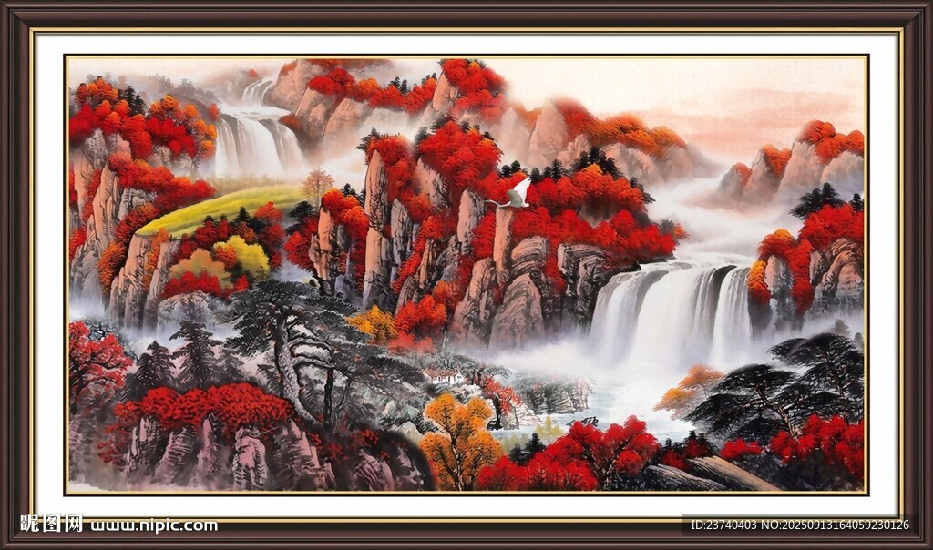 鸿运当头山水国画