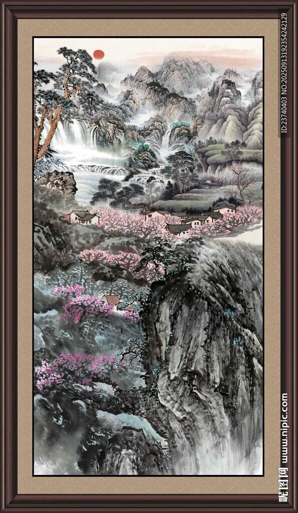 中式山水墨画艺术作品