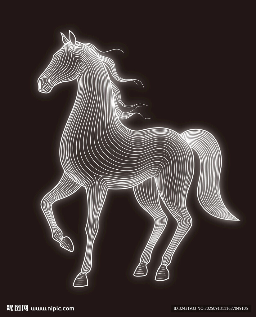 线条勾勒的飘逸骏马
