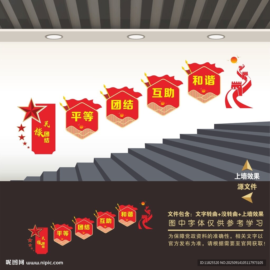 民族团结楼梯间楼道文化墙