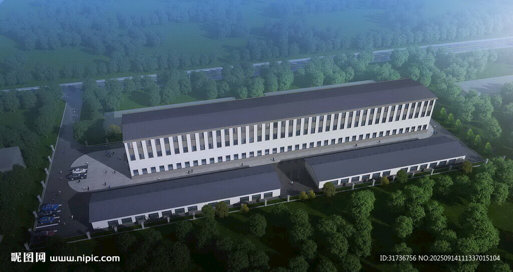 现代化建筑坐落于葱郁林间