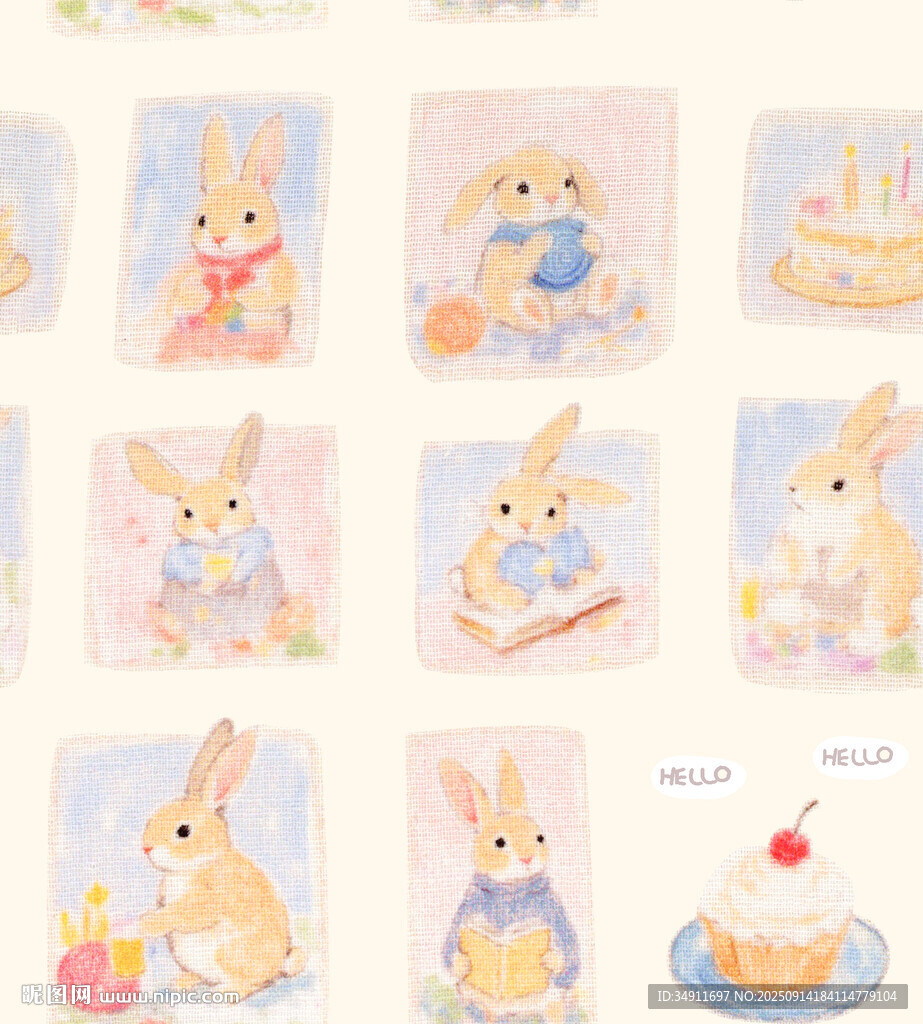 可爱兔子插画图案集合