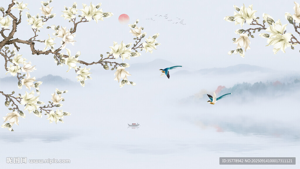 中式花鸟电视背景