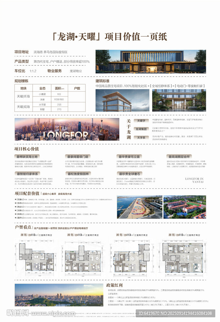 一线湖景学府洋房项目价值一页纸