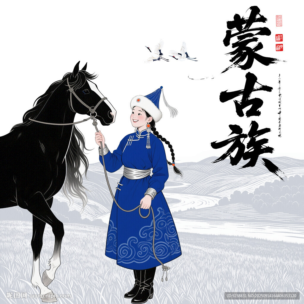 蒙古少女插画