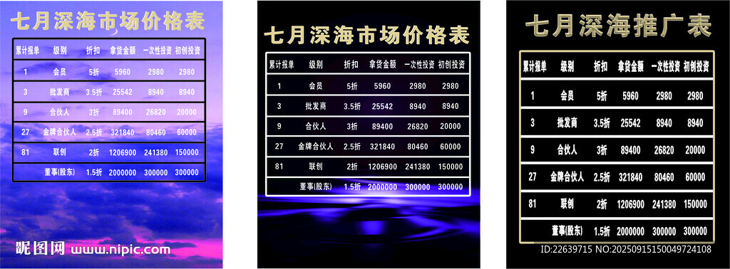 七月深海推广表