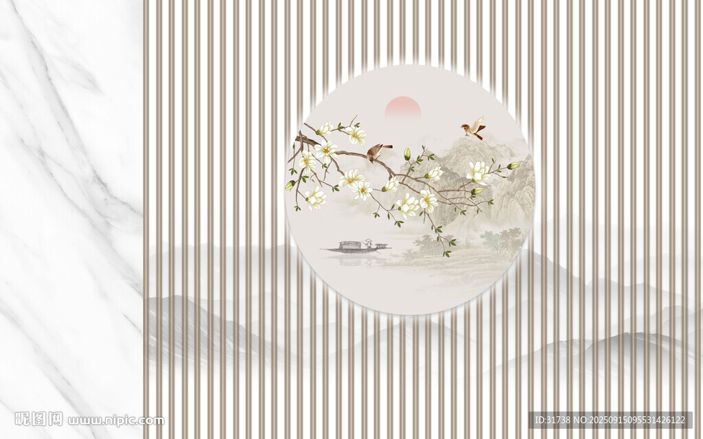 格栅山水画