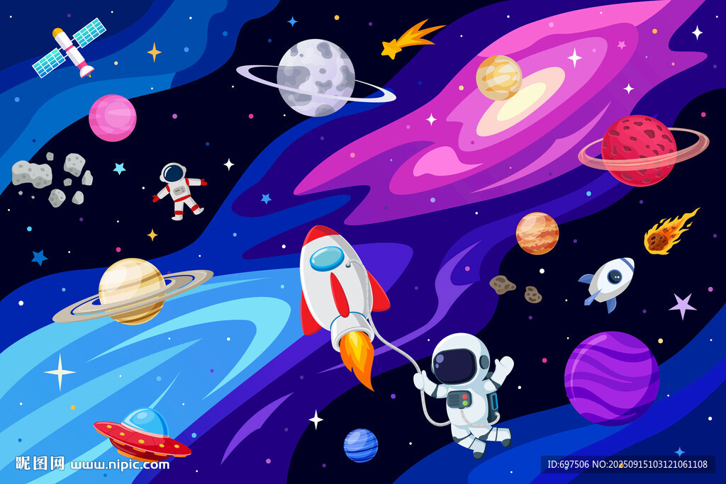 梦幻宇宙黑洞太空星球儿童背景墙
