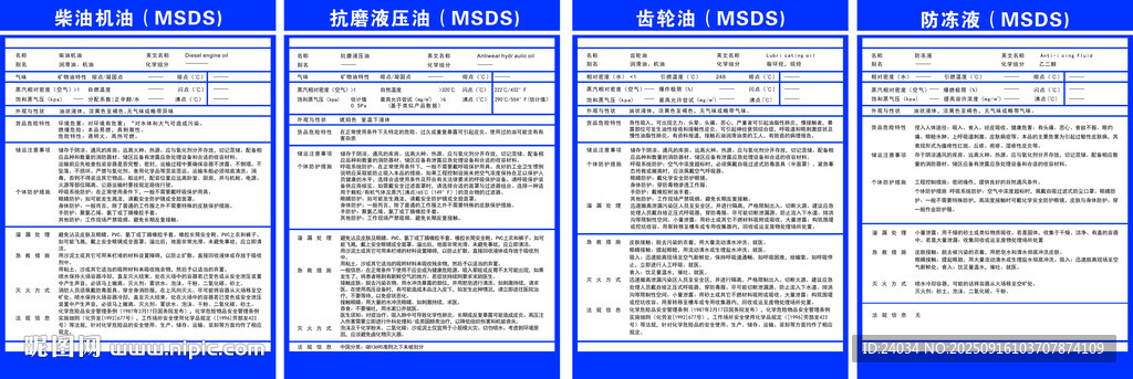 MSDS 说明 防冻油