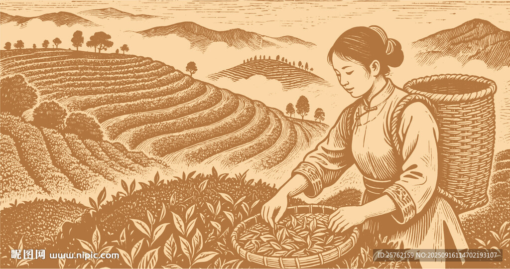 采茶插画