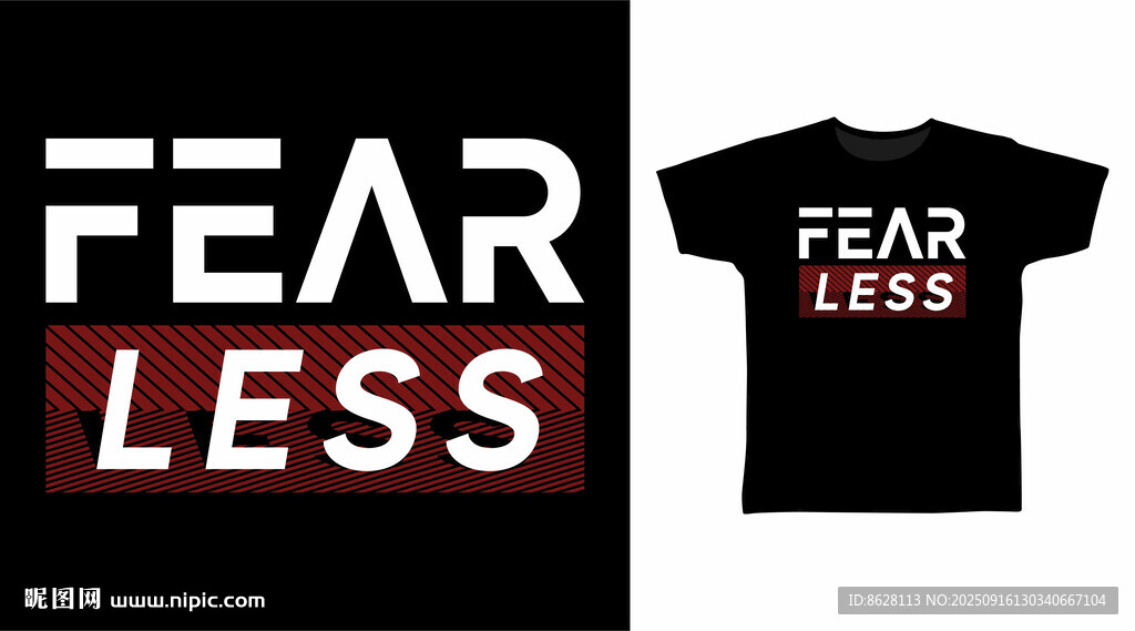 简约FEAR LESS主题T恤