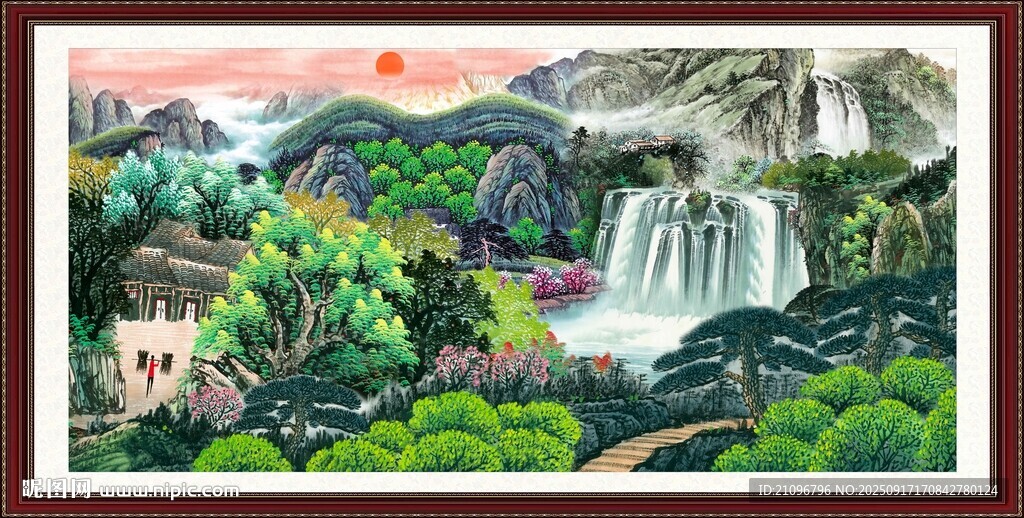 山水瀑布