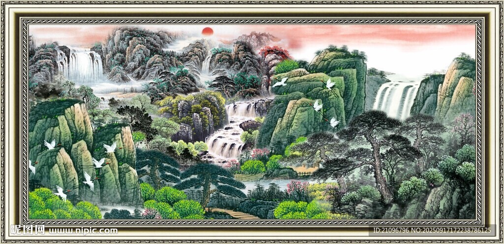 中式山水国画风景图