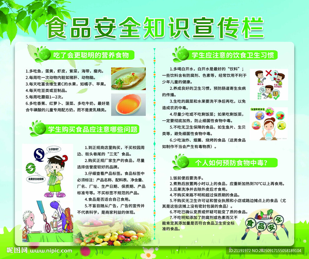 食品安全知识宣传栏海报