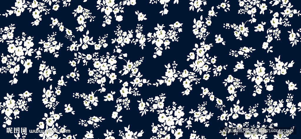 深蓝底白色碎花图案