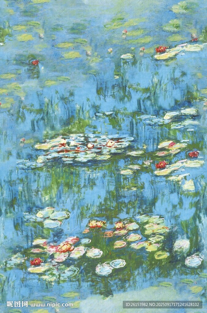 莫奈睡莲画作局部