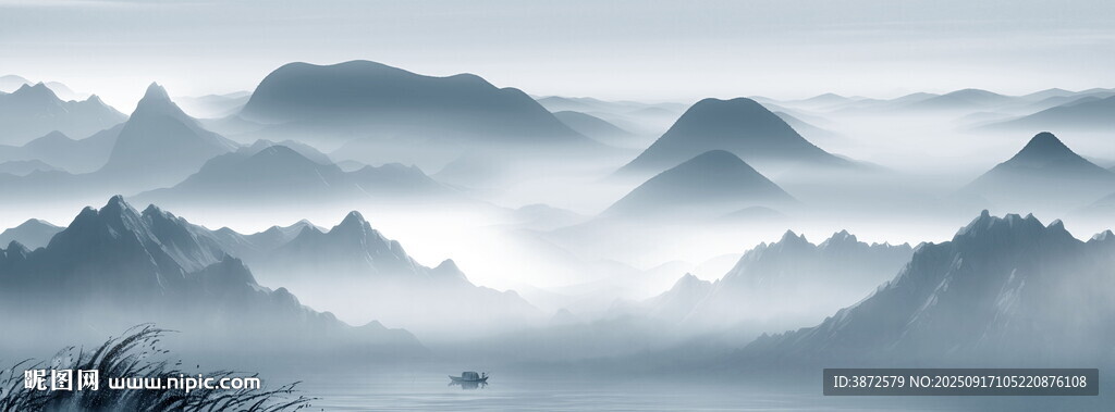 意境水墨山水画