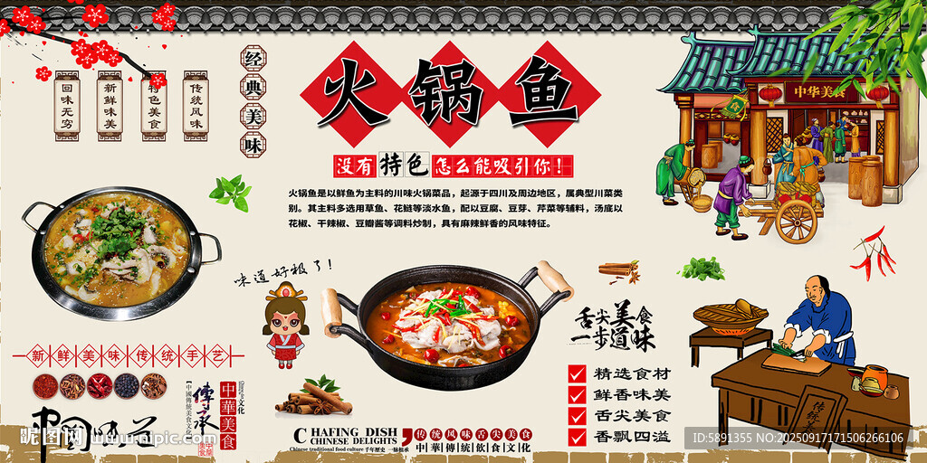 火锅鱼背景墙