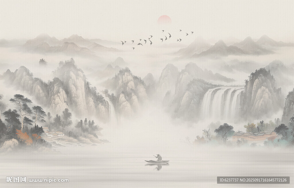 过哈水墨山水画