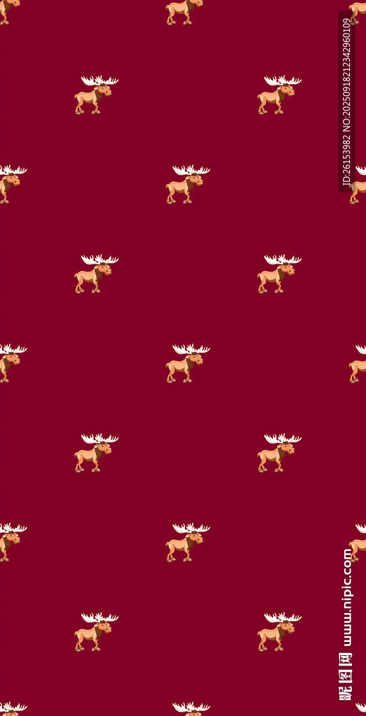 红色底金色小鹿图案背景