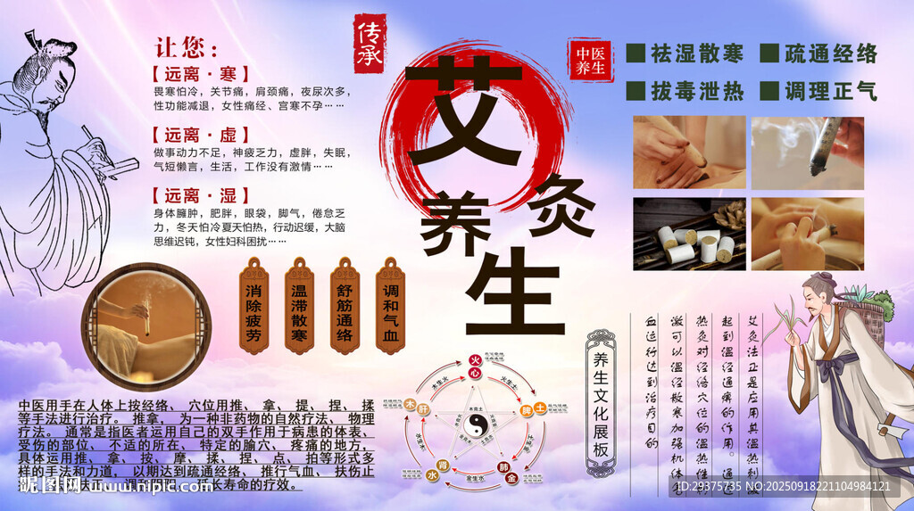 艾灸养生背景墙