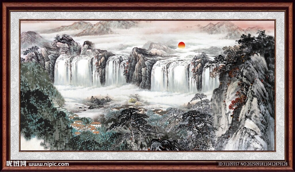 壮丽山水国画风景图
