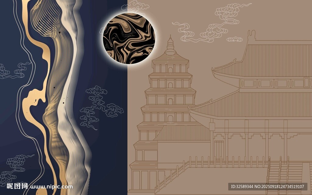 中式风古建筑纹样装饰图