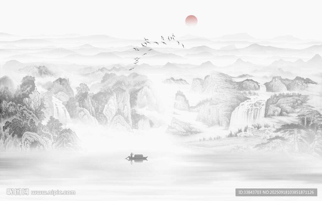 新中式水墨山水画