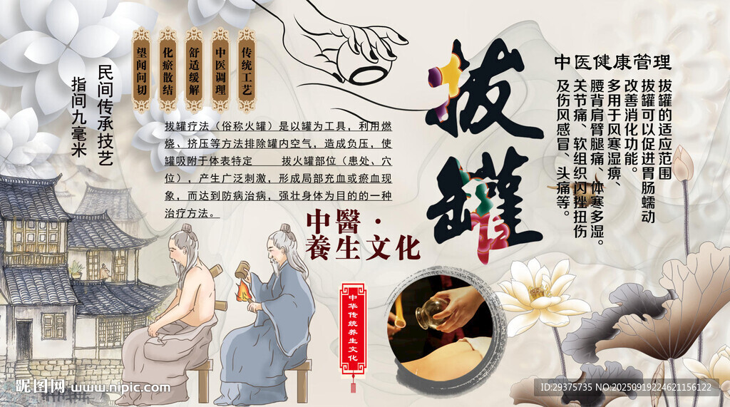 拔罐养生背景墙