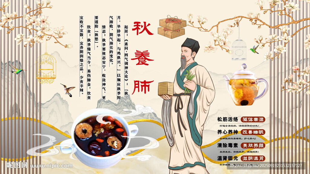 秋季养生背景墙