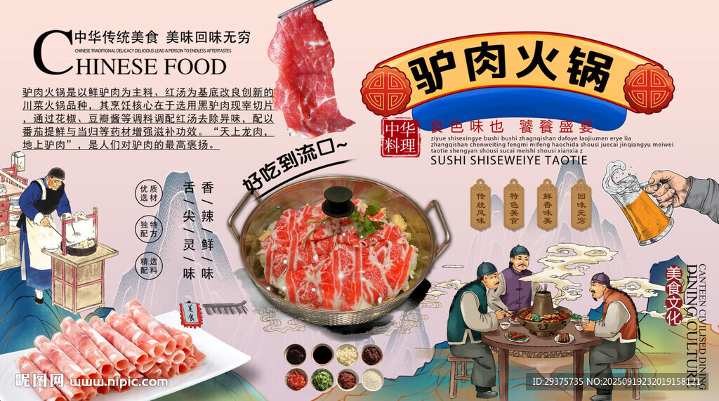 驴肉火锅背景墙