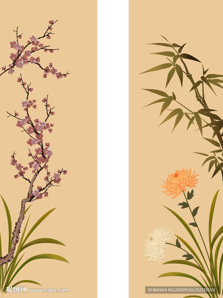 高清分层梅兰竹菊打印图