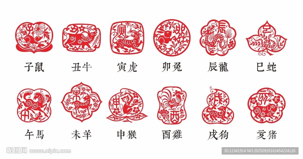 十二生肖剪纸