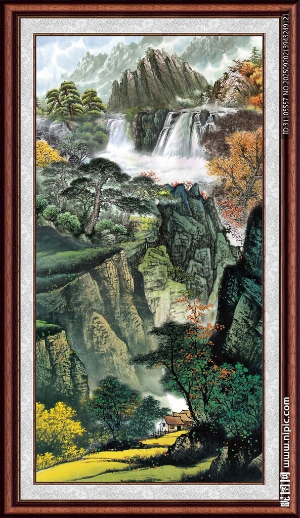 山水瀑布风景装饰画