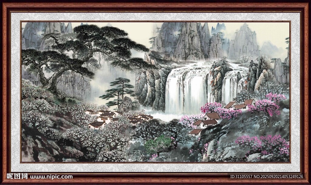中式山水国画风景图