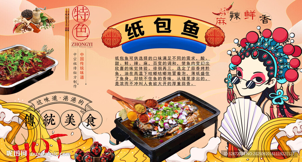 纸包鱼背景墙