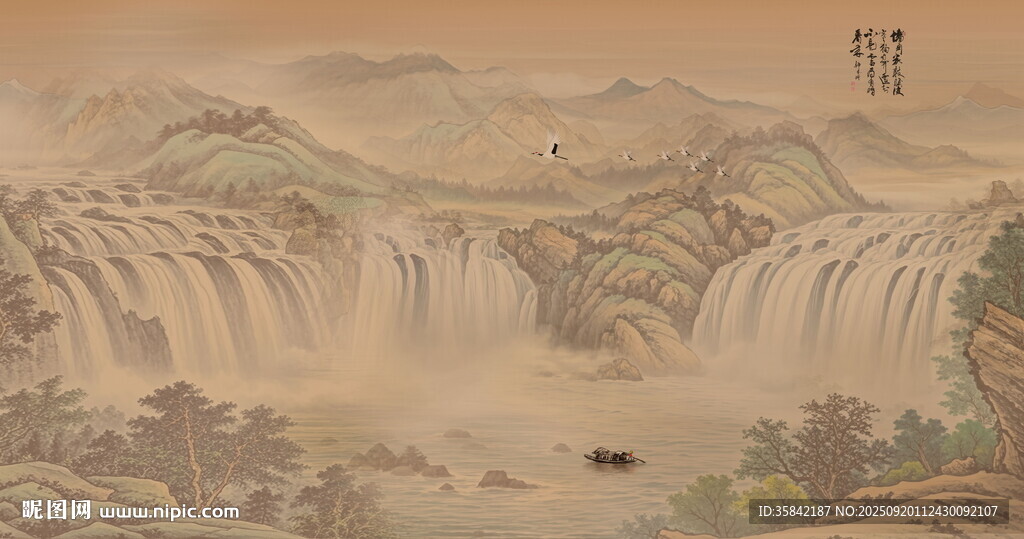 中国风水墨意境山水风景背景
