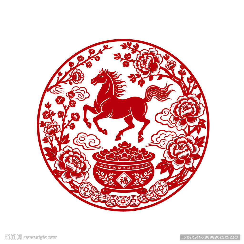 2026年镂空剪纸马年玻璃贴花