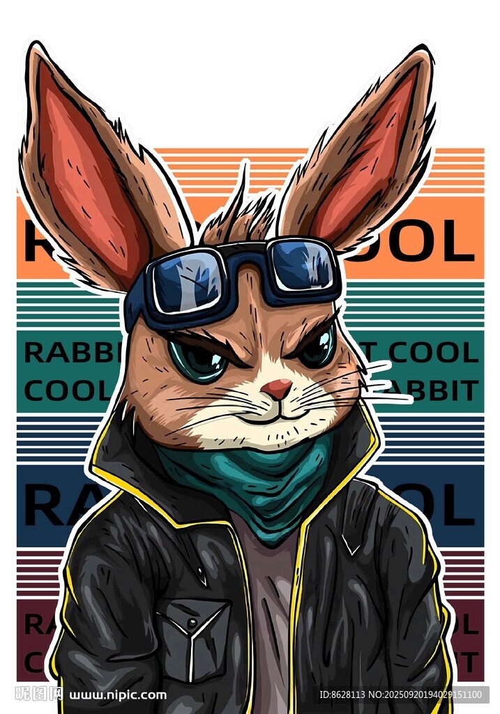 酷炫兔子机车风形象