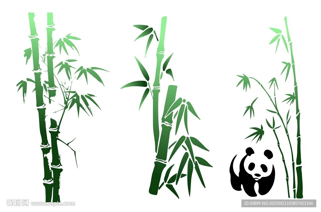 熊猫与翠竹图案设计素材