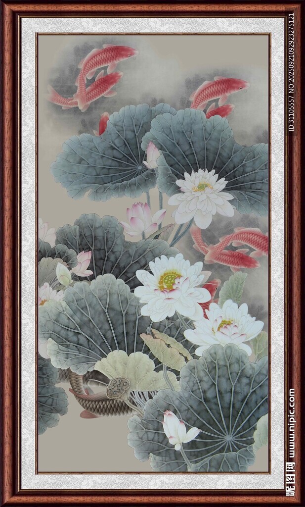 中式荷花图