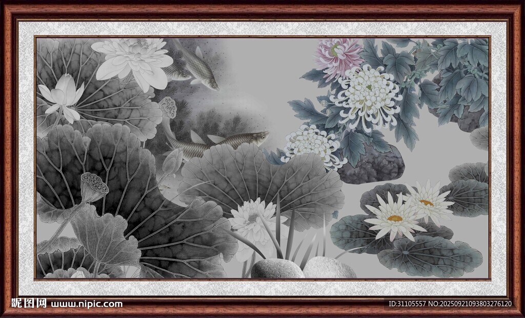 水墨荷花中式装饰画