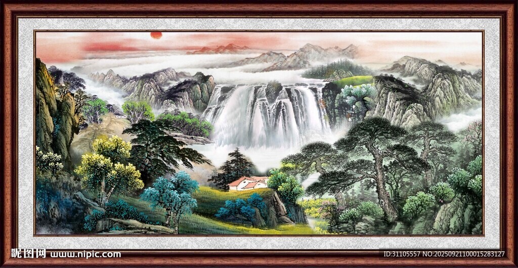 山水瀑布装饰画
