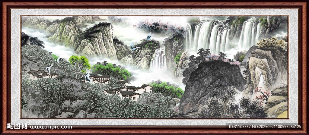 中式山水墨画风景图