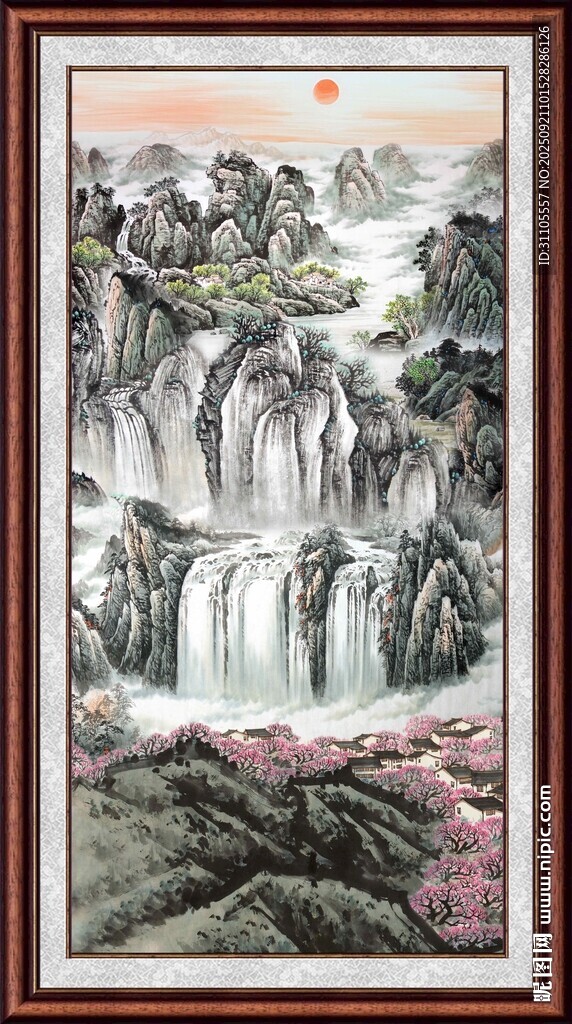 中式山水墨画