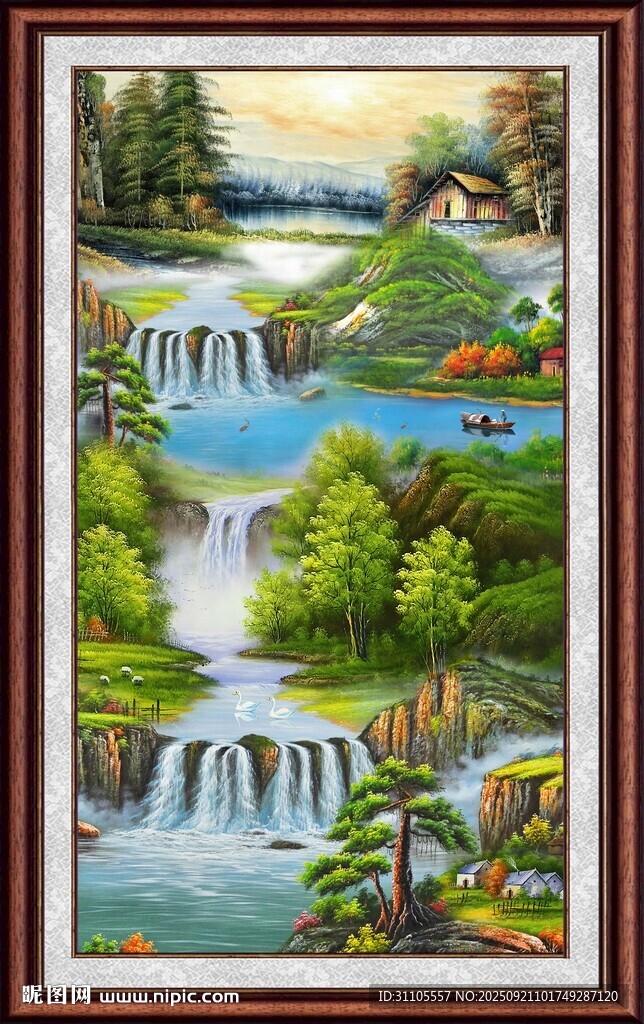 山水瀑布装饰画