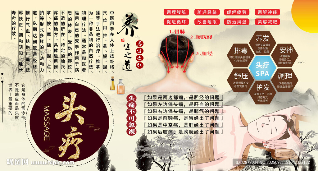头疗养生背景墙