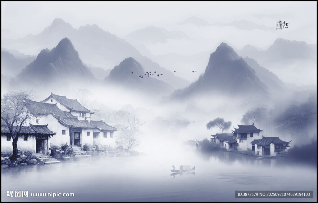意境水墨山水画